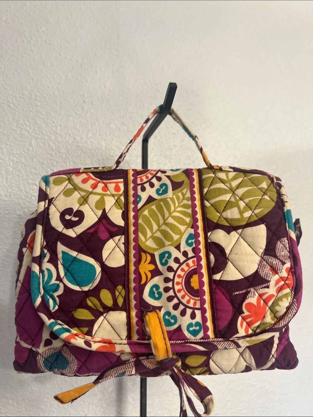 Vera Bradley Quilted Cosmetic Organizer in Purple, Cream & Teal